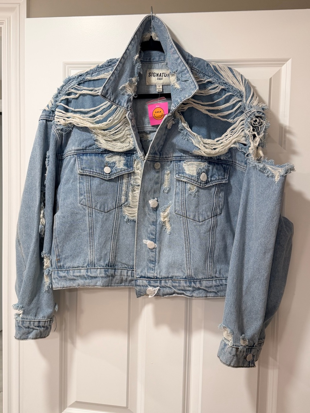 *RARE* Dressed in LALA Distressed Cropped Jean Jacket